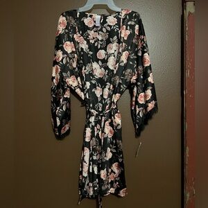 NWT Secret Treasures Black and Pink Floral Long Sleeve Dress size xl